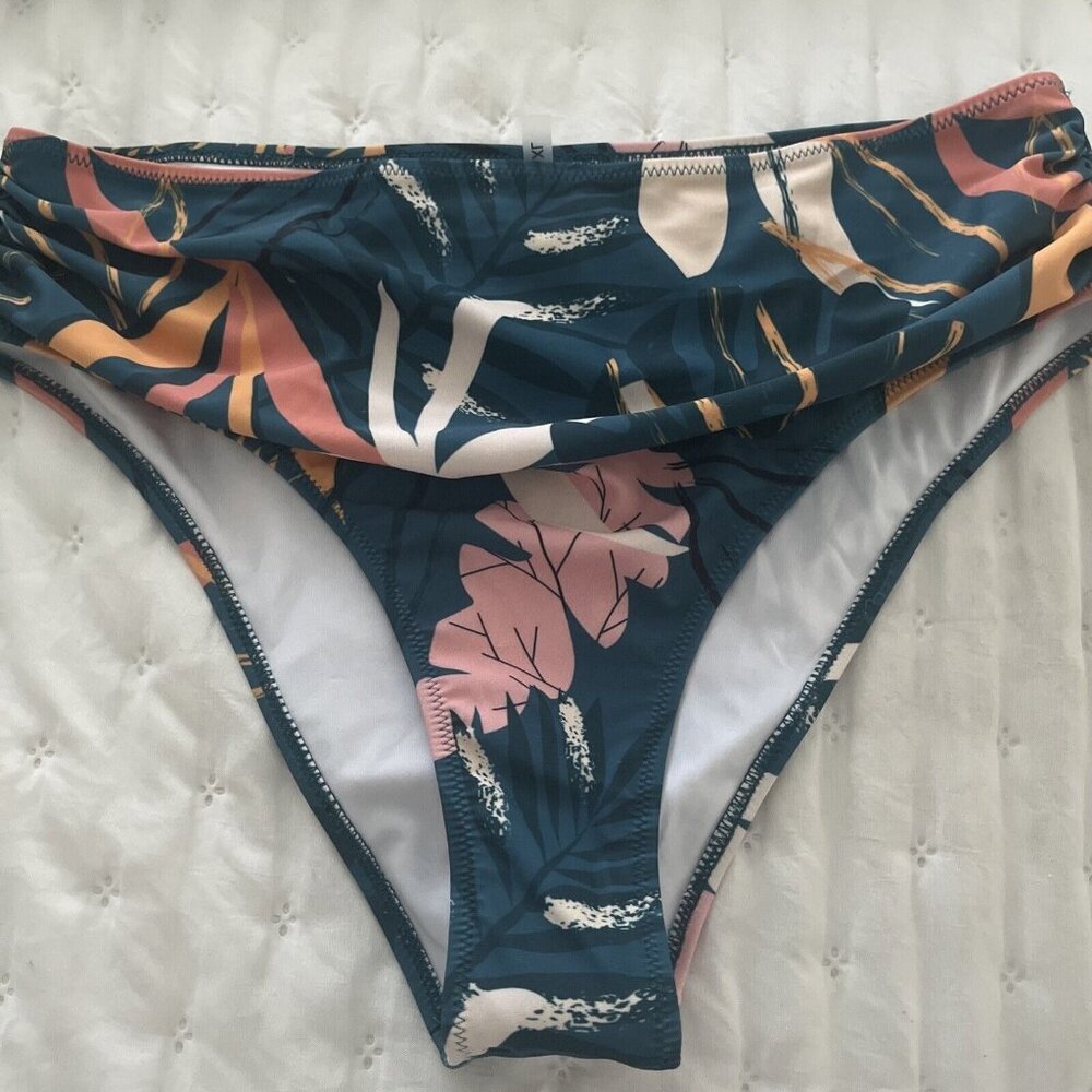 Cupshe NWT Bikini swim Bottom size XL Green Orange Floral